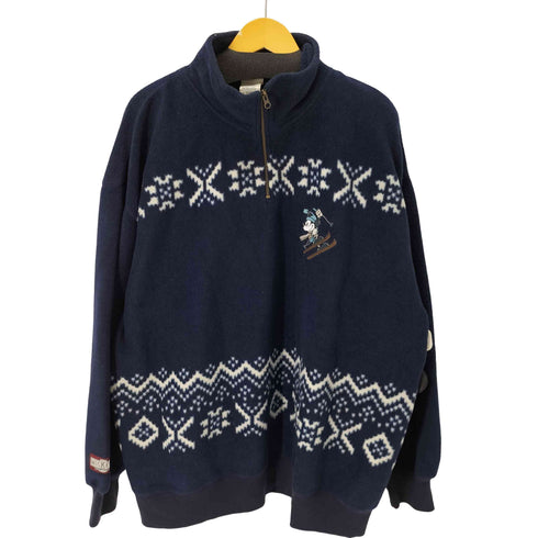 90S キャラクター刺繍ハーフジップフリースジャケット 海外規格 ノルディック オーバーサイズ メンズ JPN:XXL