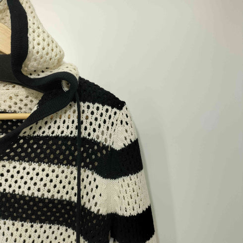 ザラ ZARA HOODED KNIT SWEATER WITH STRIPES Square One クロップドサマーニットフーディー レディース import:S