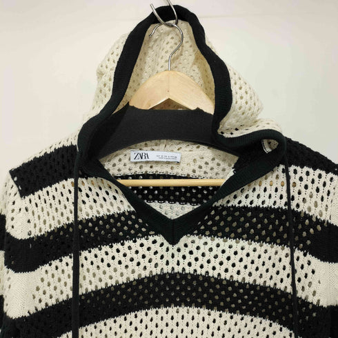 ザラ ZARA HOODED KNIT SWEATER WITH STRIPES Square One クロップドサマーニットフーディー レディース import:S
