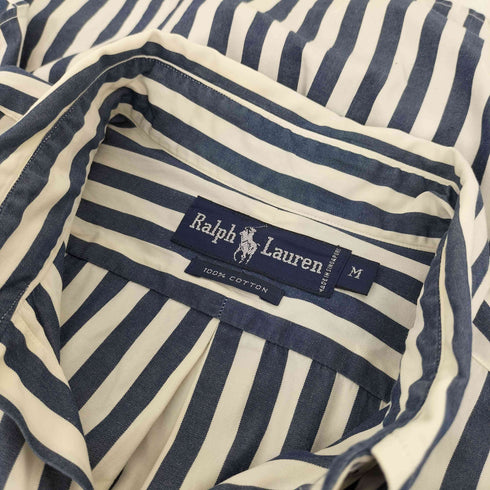 ラルフローレン RALPH LAUREN 90S 外付けタグ ゴルフ ロゴ 刺繍 ストライプ B.D シャツ メンズ import:M