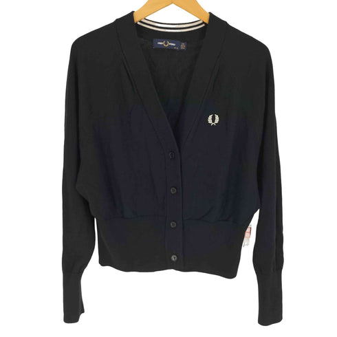 フレッドペリー FRED PERRY V-Neck Cardigan Vネック カーディガン ワンポイント 刺繍 コットン ウール レディース UK:10