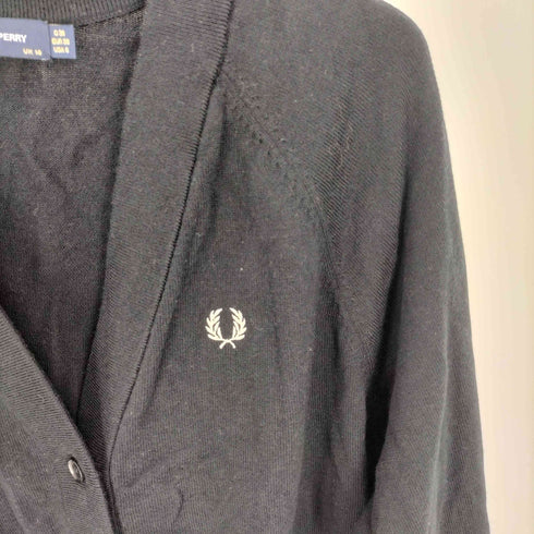 フレッドペリー FRED PERRY V-Neck Cardigan Vネック カーディガン ワンポイント 刺繍 コットン ウール レディース UK:10
