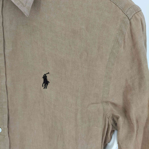 ポロバイラルフローレン Polo by RALPH LAUREN 復刻タグ RELAXED FIT ポニー 刺繍 リネン B.D シャツ レディース XXS