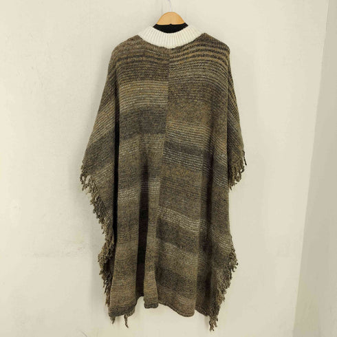 ザラ ZARA メランジウール フリンジポンチョ レディース M-L