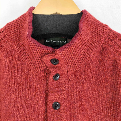 ザスコッチハウス The Scotch House 刺繍 ウールナイロン ハイネック ハーフボタン ニットプルオーバー メンズ import:L