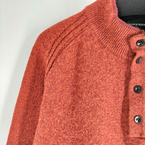ザスコッチハウス The Scotch House 刺繍 ウールナイロン ハイネック ハーフボタン ニットプルオーバー メンズ import:L