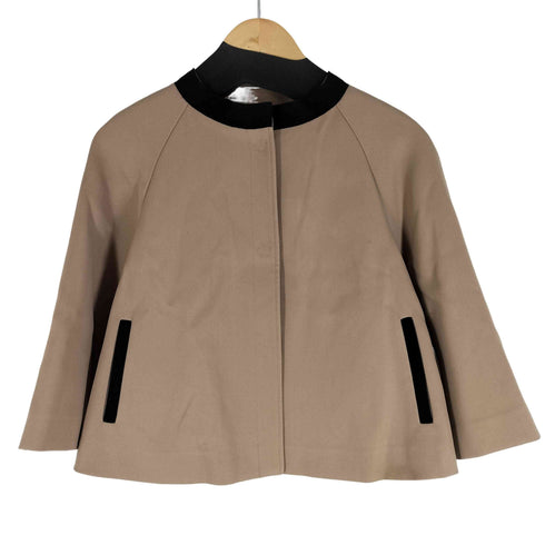 ランバンオンブルー LANVIN en Bleu スナップボタン ノーカラーショートジャケット レディース