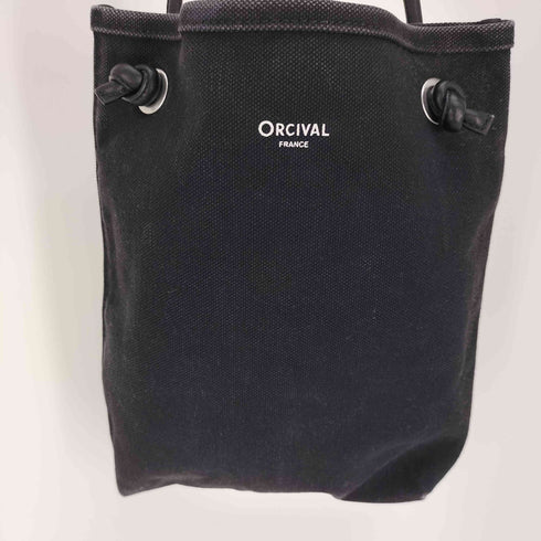 オーチバル ORCIVAL 19SS ロゴ プリント レザー ストラップ キャンバス ショルダーバッグ メンズ