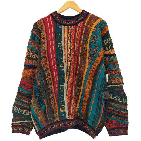 クージー COOGI 90S オーストラリア製 マルチカラー 総柄 3D ニット セーター メンズ import:M