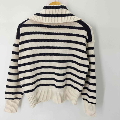 ザラ ZARA ハイネックボーダーハーフジップコットンニット レディース import:S