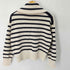 ザラ ZARA ハイネックボーダーハーフジップコットンニット レディース import:S