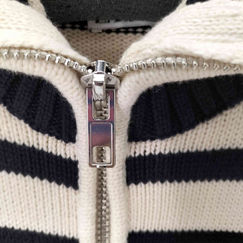 ザラ ZARA ハイネックボーダーハーフジップコットンニット レディース import:S