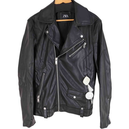 ザラ ZARA フェイクレザー ダブルライダースジャケット メンズ import:M
