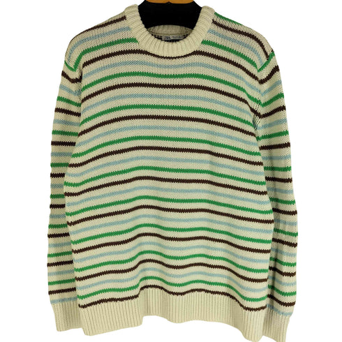 ザラ ZARA クルーネックボーダーニット マルチカラー メンズ import:L