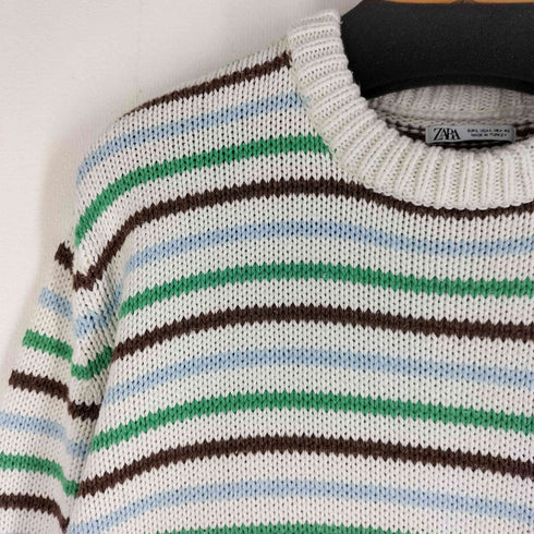 ザラ ZARA クルーネックボーダーニット マルチカラー メンズ import:L