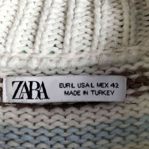 ザラ ZARA クルーネックボーダーニット マルチカラー メンズ import:L