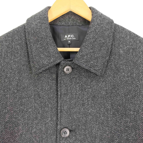 アーペーセー A.P.C. ヘリンボーン ウール ステンカラーコート メンズ import:M