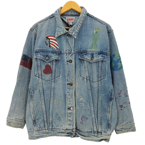 90S FADS ペイントデザイン デニムジャケット トラッカージャケット メンズ import:M