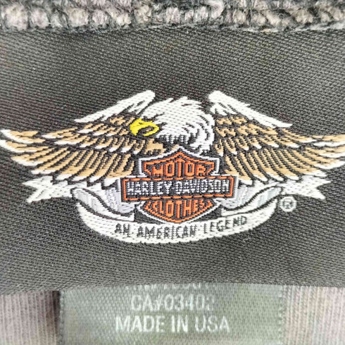 ハーレーダビッドソン HARLEY-DAVIDSON USA製 Y2K 袖ラインストーン Vネックフーディカットソー レディース import:S