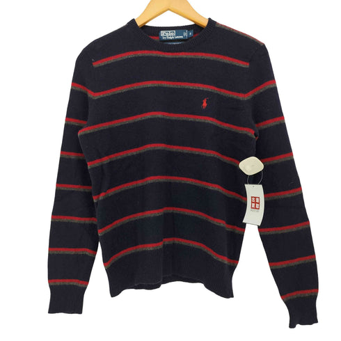 ポロバイラルフローレン Polo by RALPH LAUREN 100% LAMBS WOOL EXCLUSIVE OF DECORATION ポニー刺繍 ラムウール ボーダー クルーネック ニット メンズ import:S