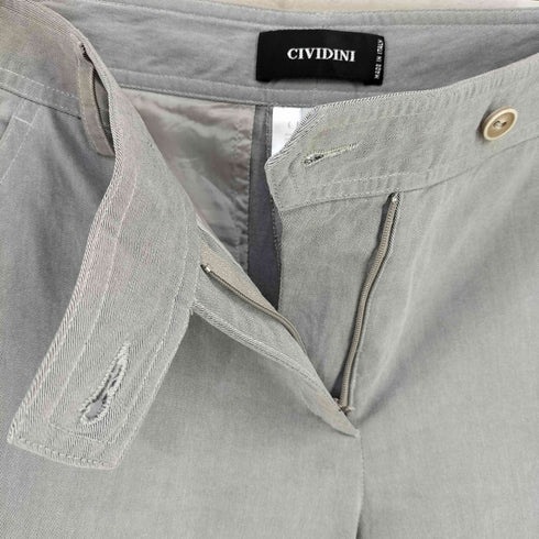 チヴィディーニ CIVIDINI MADE IN ITALY 裾スリット コットンポリ ストレートパンツ レディース 40
