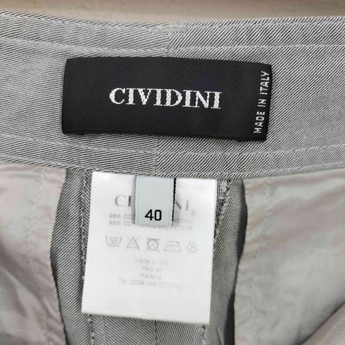 チヴィディーニ CIVIDINI MADE IN ITALY 裾スリット コットンポリ ストレートパンツ レディース 40