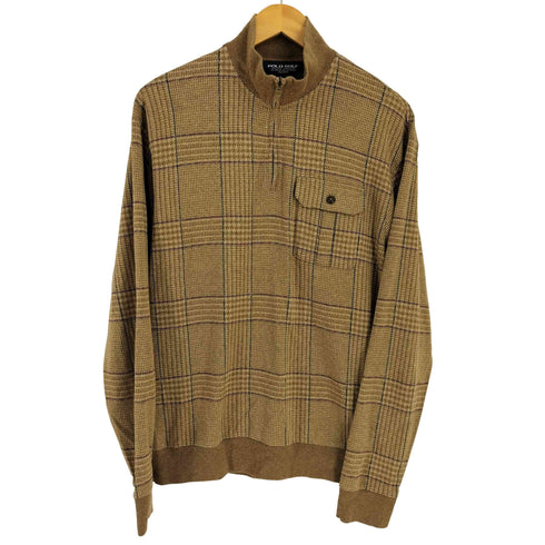 ポロゴルフラルフローレン POLO GOLF RALPH LAUREN ガンクラブチェック ハーフジップ アルパカ混 ニット メンズ import:M