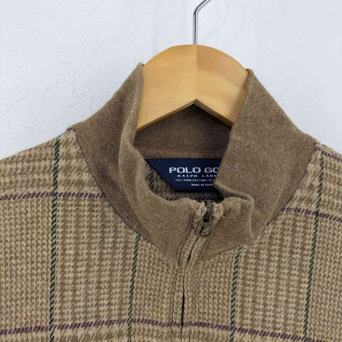 ポロゴルフラルフローレン POLO GOLF RALPH LAUREN ガンクラブチェック ハーフジップ アルパカ混 ニット メンズ import:M