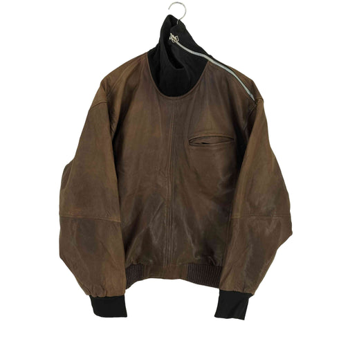 エヒデスレザー ECHT LEDER 裏地キルティング 斜めジップレザーブルゾン YKK メンズ