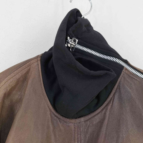 エヒデスレザー ECHT LEDER 裏地キルティング 斜めジップレザーブルゾン YKK メンズ