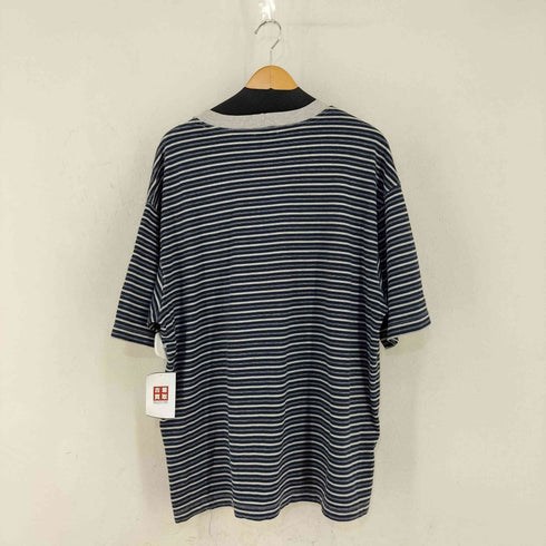 ゲス GUESS MADE IN KOREA フロントロゴ刺繍 細ボーダーTシャツ メンズ import:L