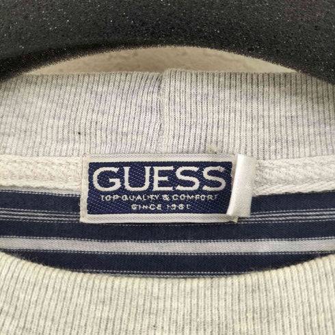 ゲス GUESS MADE IN KOREA フロントロゴ刺繍 細ボーダーTシャツ メンズ import:L