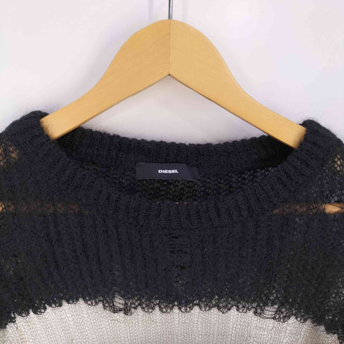ディーゼル DIESEL ボーダー モヘア混 生地 切替 シアーニット レディース import:XS