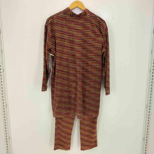 ミッソーニ MISSONI マルチカラー ボーダー 3Dニット ハイネックプルオーバー イージーパンツ セットアップ レディース L