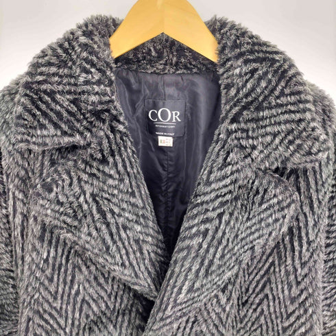 COR INTERNATIONAL イタリア製 ヘリンボーン ウエストベルト クロップド ジャケット レディース EUR:44