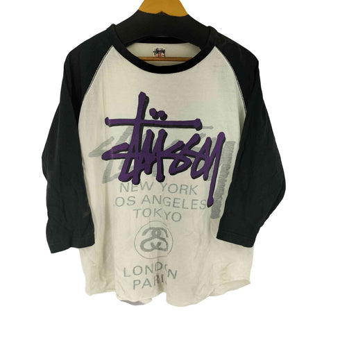 ステューシー Stussy 00s ワールドツアー 両面 グラフィックプリントラグランTシャツ 七分袖 メンズ JPN:M