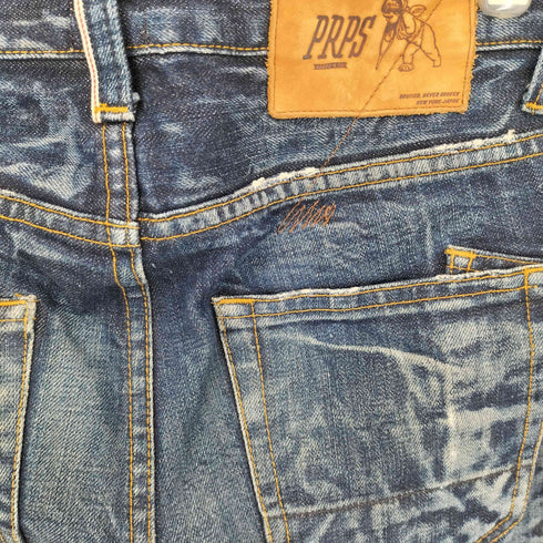 PRPS JEANS 赤耳 ボタンフライ クラッシュデニムパンツ メンズ UK:28-29