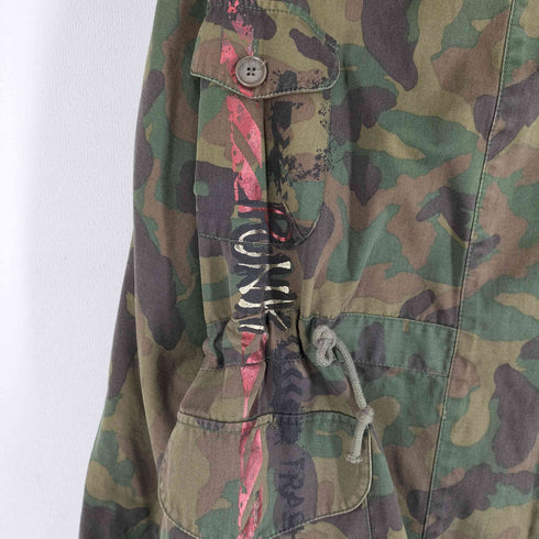 ザラ ZARA ウッドランドカモ パンクロックモッズコート ペンキ加工 レディース import:M