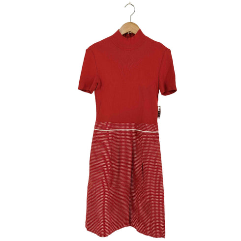 クレージュ courreges コットン リブニット切り替え ドッキングワンピース レディース JPN:38