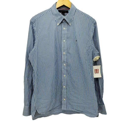 トミーヒルフィガー TOMMY HILFIGER ワンポイントロゴ刺繍 L/S ストライプ ボタンダウンシャツ メンズ import:M