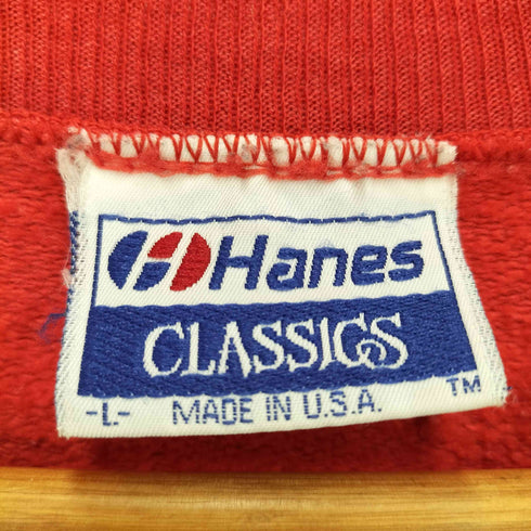ヘインズ Hanes 90S フロントBIGプリントクルーネックスウェットシャツ Vガゼット メンズ JPN:L