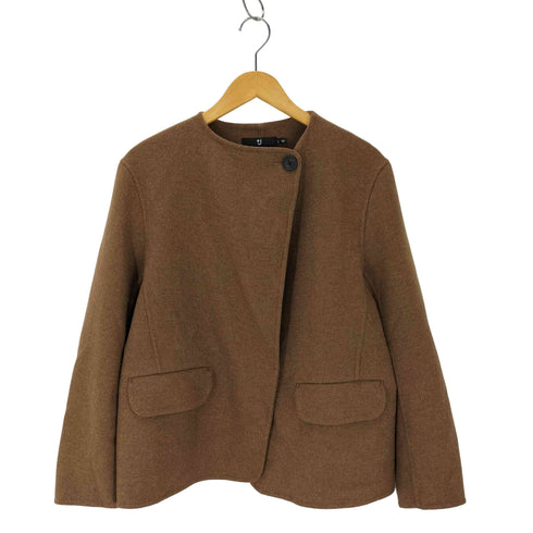 ユニクロプラスジェイ UNIQLO+J ダブルフェイス ノーカラー ウール ジャケット レディース JPN:L