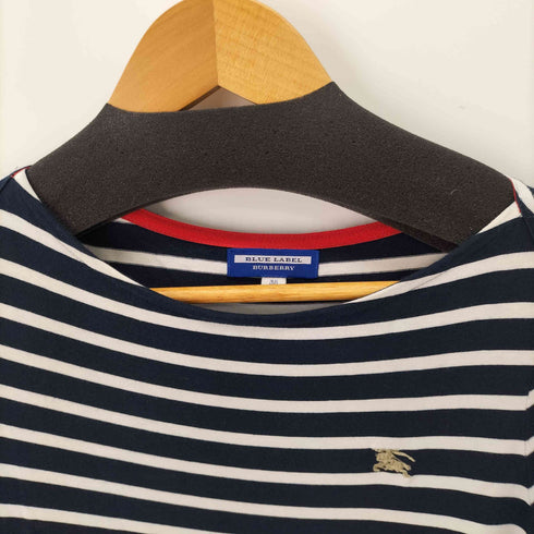 バーバリーブルーレーベル BURBERRY BLUE LABEL ドッキングデザイン ボーダーワンピース 金ボタン レディース EUR:38