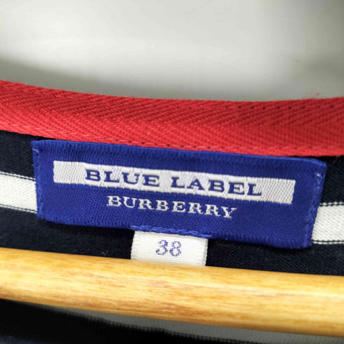 バーバリーブルーレーベル BURBERRY BLUE LABEL ドッキングデザイン ボーダーワンピース 金ボタン レディース EUR:38