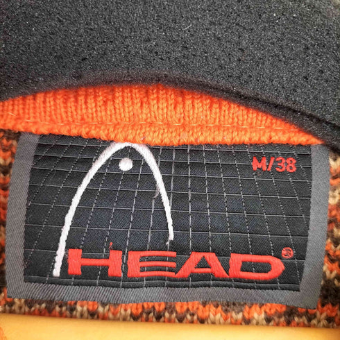 HEAD ドイツ製 総柄 メリノウール ハーフジップ プルオーバー リブニット レディース import:M