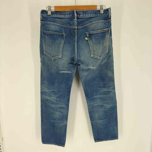 ハバノス HBNS 刺繍ロゴタブ ダメージ スリム デニムパンツ メンズ JPN:M