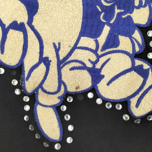 フロントラインストーンキャラクター刺繍クルーネックTシャツ メンズ