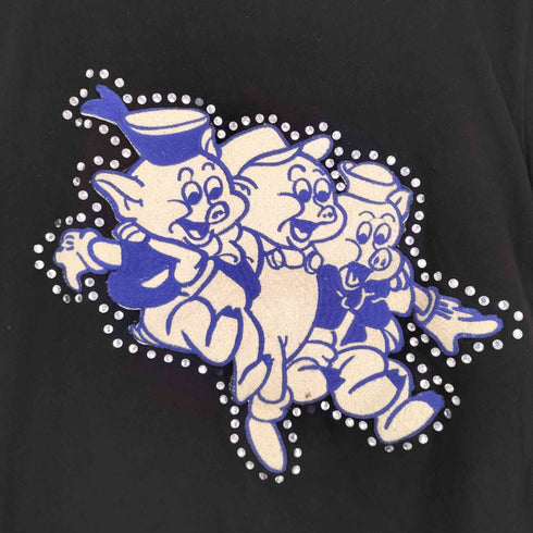 フロントラインストーンキャラクター刺繍クルーネックTシャツ メンズ