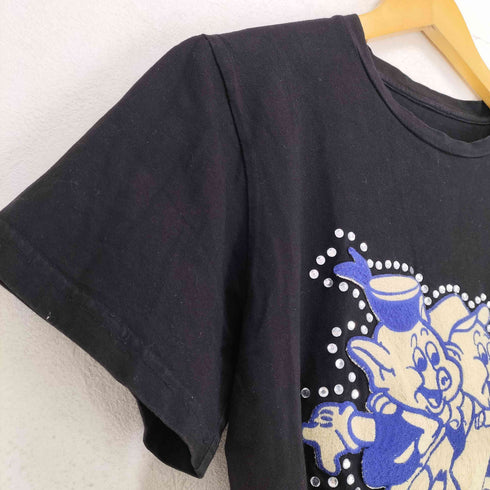 フロントラインストーンキャラクター刺繍クルーネックTシャツ メンズ