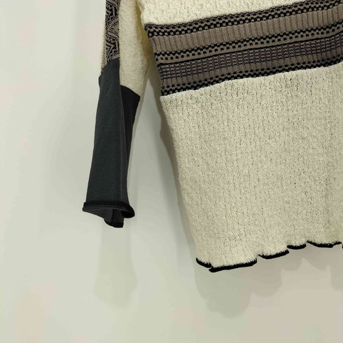 ウィルフリー willfully slit sleeve jacquard weave placement knit レディース FREE